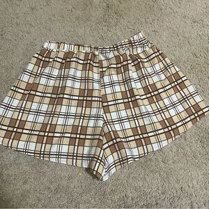 Checkered Brown & White Shorts